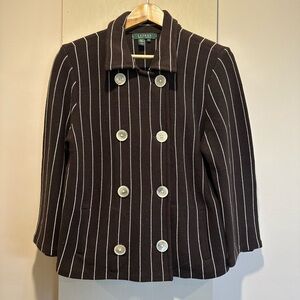 Ralph Lauren Black Striped Women's Jacket - Cotton
